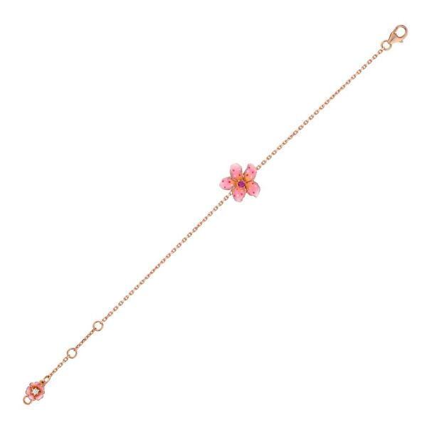 Fairy Tales Pembe Çiçek Tasarımlı Mineli Gümüş Bileklik