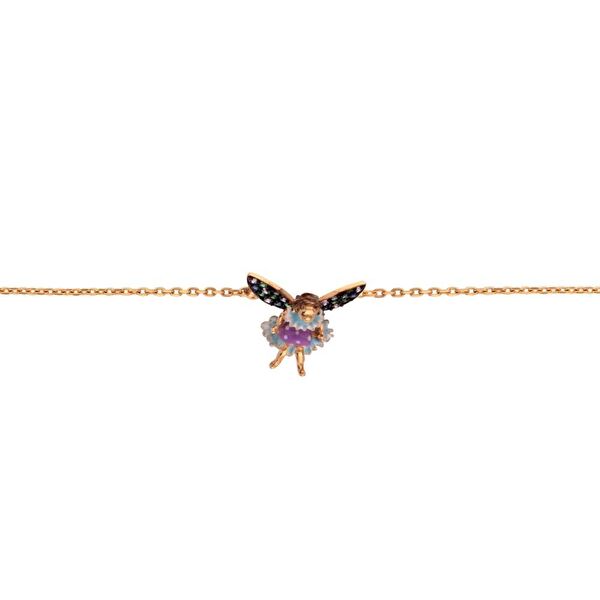 Fairy Tales Turkuaz-Mor Elbiseli Su Perisi Tasarımlı Gümüş Bileklik