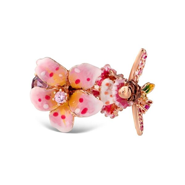 Fairy Tales Pembe Çicek ve Su Perili Mineli Model-1 Gümüş Yüzük