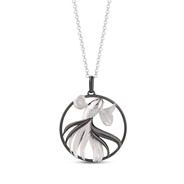 Koi Model-2 Siyah Balık Tasarımlı Kolye