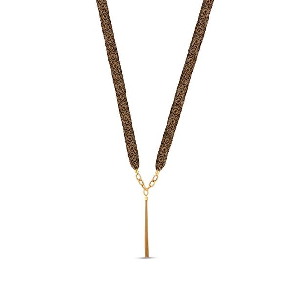 Silk Road Örgü Zincir Saçaklı İnce Altın Renkli Gümüş Kolye