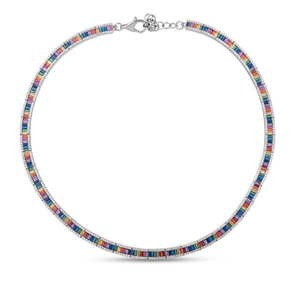 Rainbow Tamtur Baget Kesim Gümüş Kolye