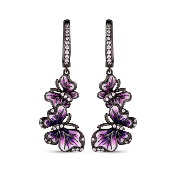 Heaven Model-11 Kelebek Tasarımlı Zirkonlu Gümüş Küpe