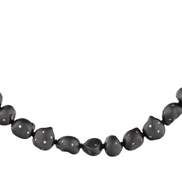 Clouds Amorf Siyah Renk Gümüş Kolye