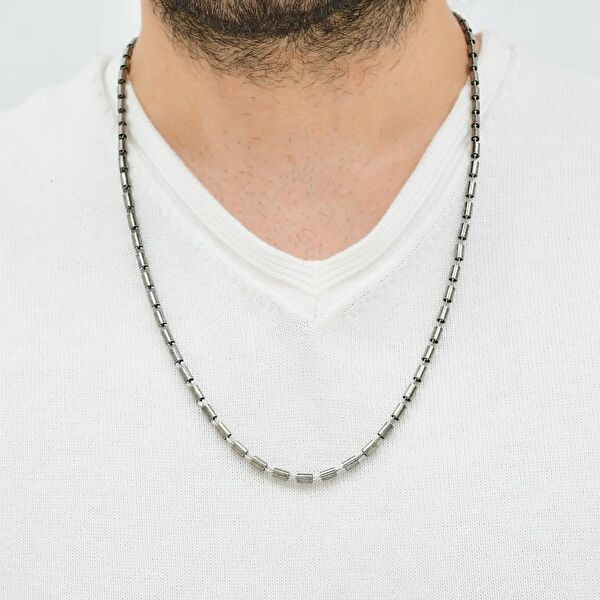 Bravoman Model-2 Zincirli Gümüş Erkek Kolye