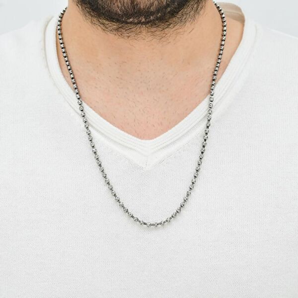 Bravoman Model-3 Zincirli Gümüş Erkek Kolye