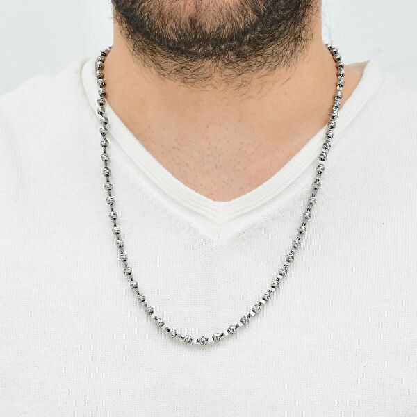 Bravoman Model-2 Örgü Zincirli Gümüş Erkek Kolye