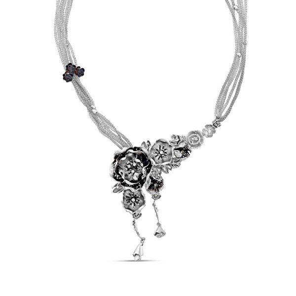 Gallica Gül Modeli Kazayağı Gümüş Kolye