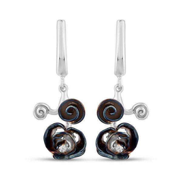 Gallica Gül Buketi Gümüş Küpe