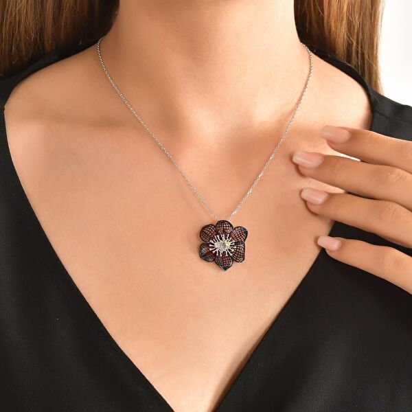 Gallica Delik Yapraklı Saçak Tohumlu Gümüş Kolye