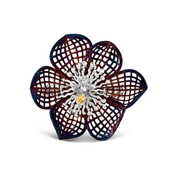 Gallica Delik Yapraklı Saçak Tohumlu Gümüş Yüzük