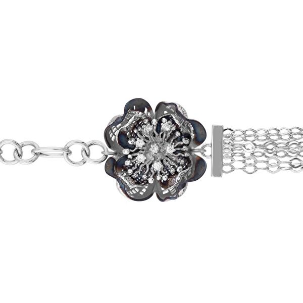 Gallica Gül Model Zincirli Gümüş Bileklik