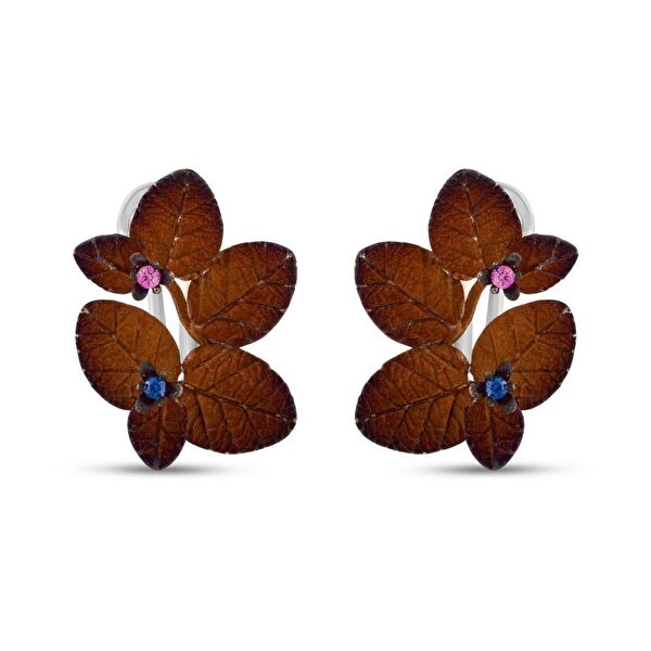 Global Warming Model-2 Sarmaşık Çiçeği Tasarımlı Gümüş Küpe