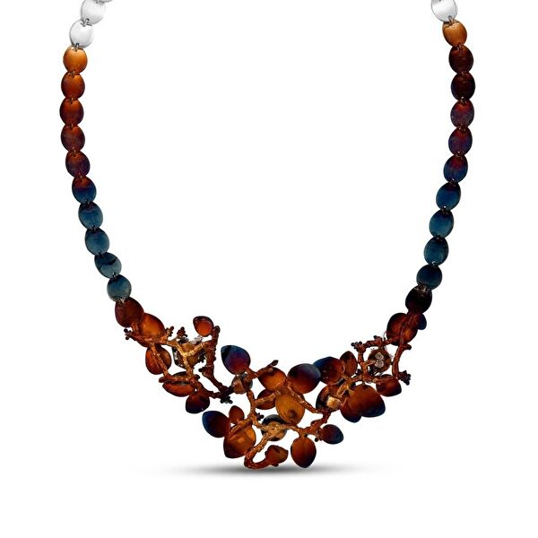 Global Warming Sarmaşık Çiçeği Tasarımlı Büyük Gümüş Kolye