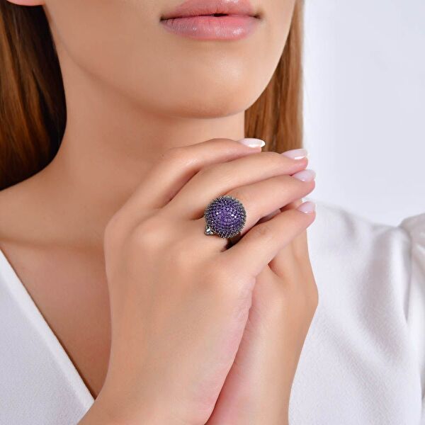 Hedgehog Mor Kirpi Tasarımlı Rodajlı Gümüş Yüzük