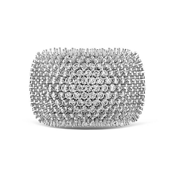 Hedgehog Beyaz Yarımtur Gümüş Yüzük