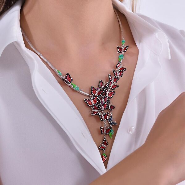 Monarch Butterfly Model-2 Gümüş Kolye