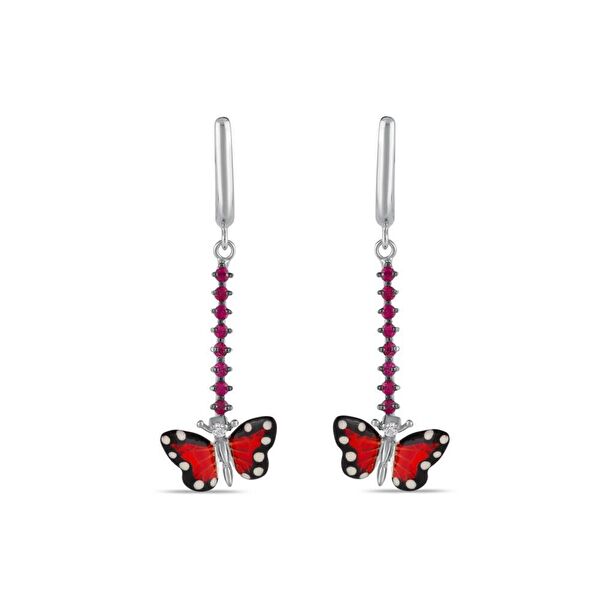 Monarch Butterfly MBHE0001-CZ Gümüş Küpe