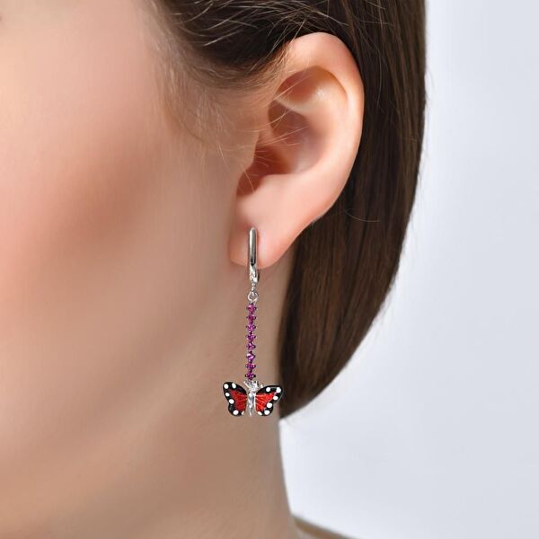 Monarch Butterfly MBHE0001-CZ Gümüş Küpe