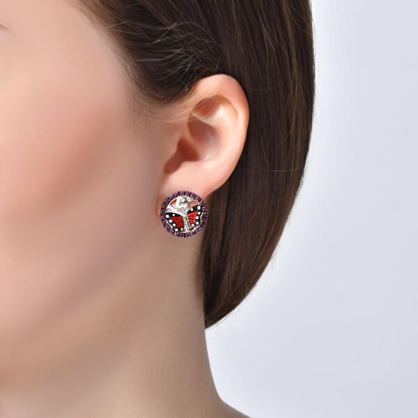 Monarch Butterfly MBHE0002-CZ Gümüş Küpe