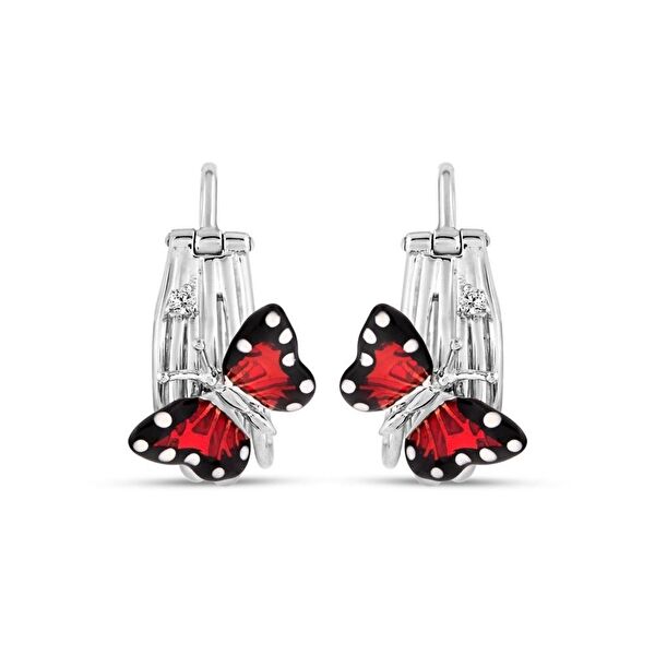 Monarch Butterfly MBHE0006-CZ Gümüş Küpe