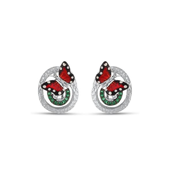 Monarch Butterfly MBHE0020-CZ Gümüş Küpe