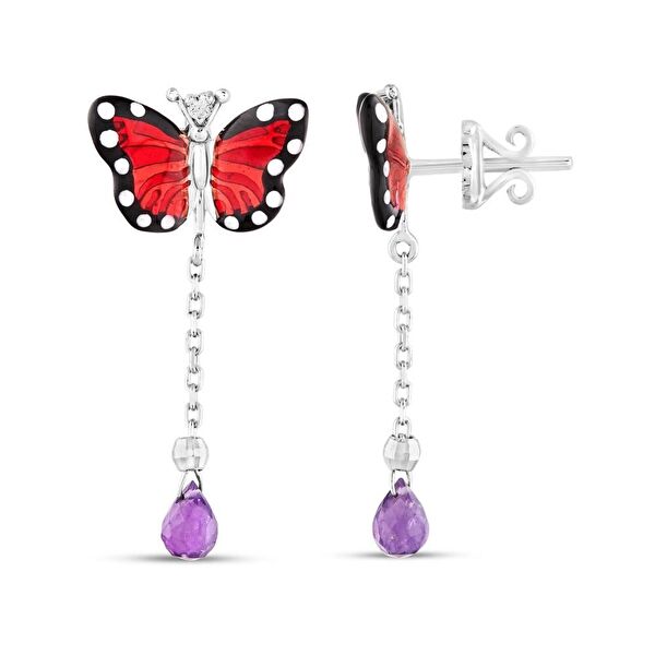 Monarch Butterfly Model-9 Gümüş Küpe