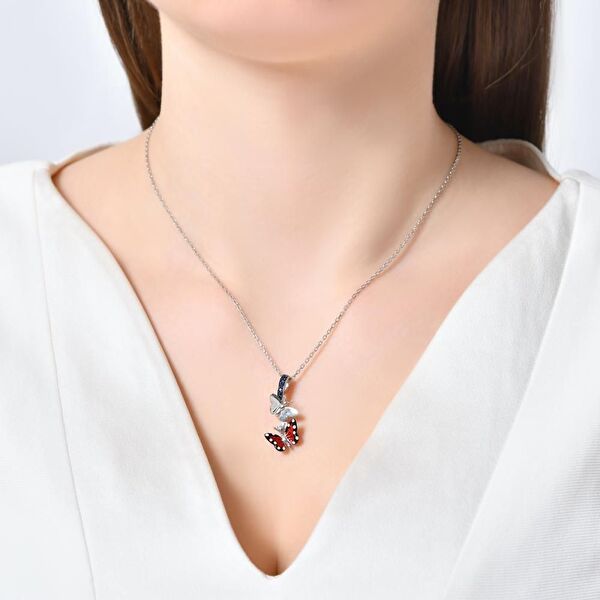 Monarch Butterfly MBHP0008-CZ Gümüş Kolye