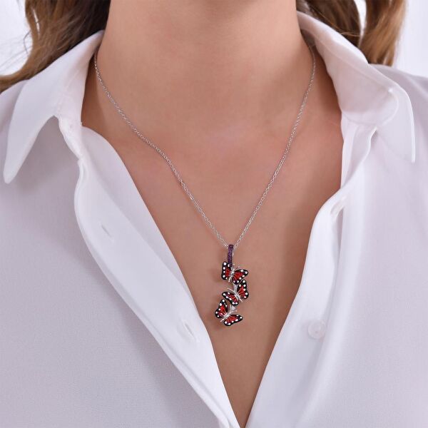 Monarch Butterfly Model-4 Gümüş Kolye