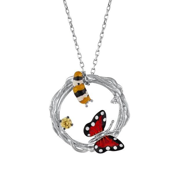 Monarch Butterfly MBHP0012-CZ Gümüş Kolye