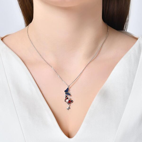 Monarch Butterfly MBHP0017-CZ Gümüş Kolye