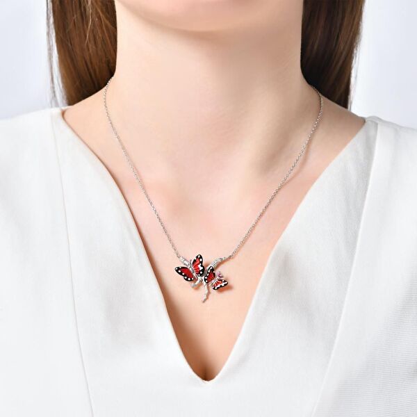 Monarch Butterfly MBHP0023-CZ Gümüş Kolye