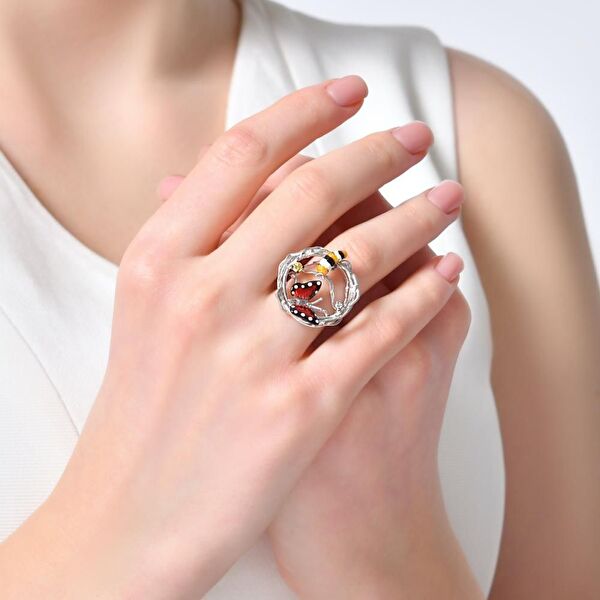 Monarch Butterfly MBHR0012-CZ Gümüş Yüzük