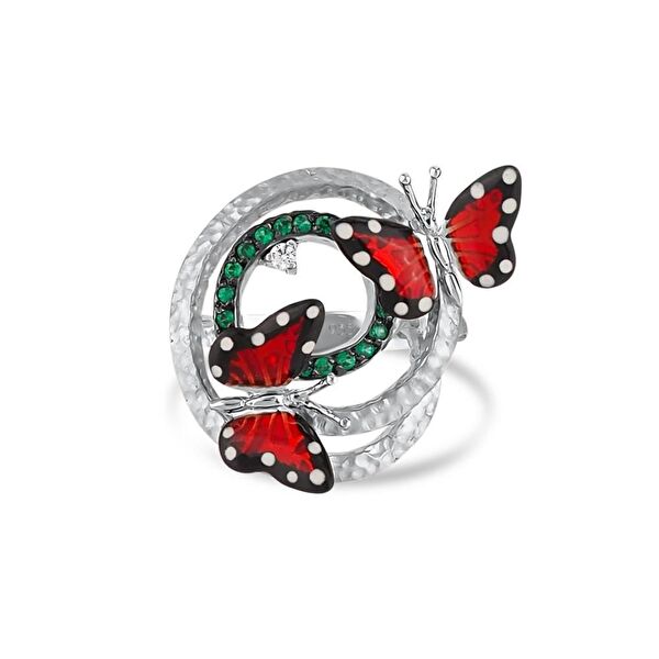 Monarch Butterfly MBHR0020-CZ Gümüş Yüzük