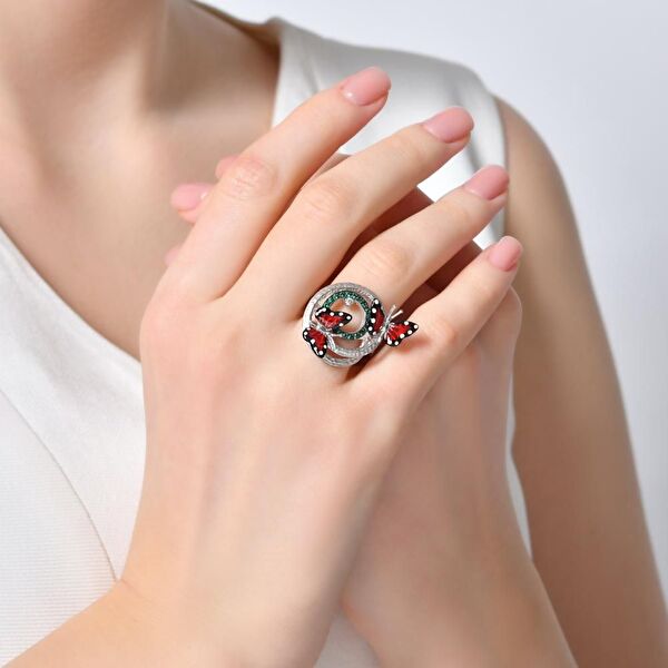 Monarch Butterfly MBHR0020-CZ Gümüş Yüzük