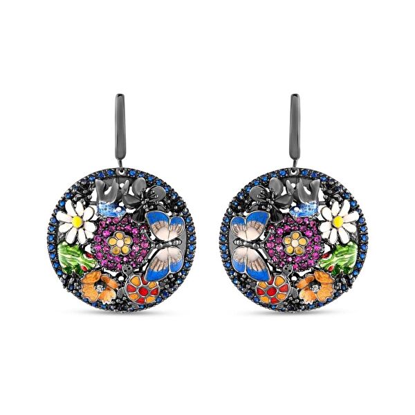 Night Cennet Bahçesi Model-4 Askılı Gümüş Küpe