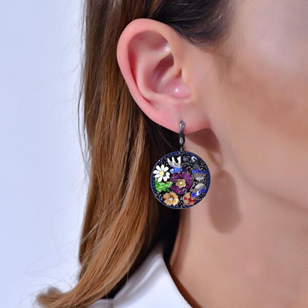 Night Cennet Bahçesi Model-4 Askılı Gümüş Küpe