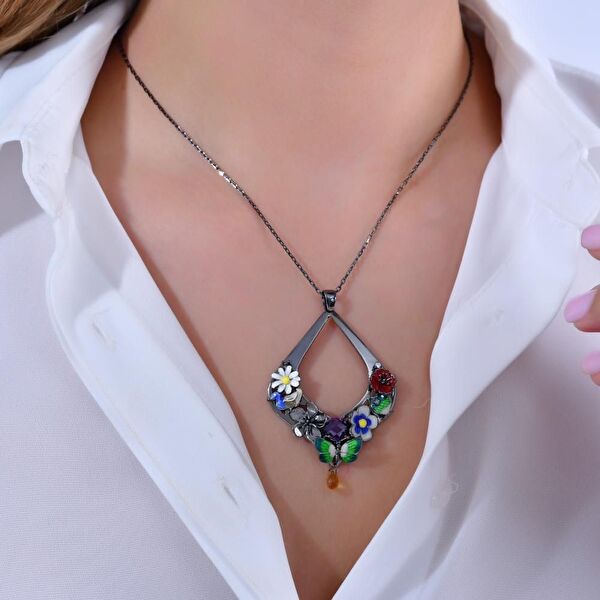 Night Cennet Bahçesi Model-2 Damla Tasarımlı Zincir Kolye