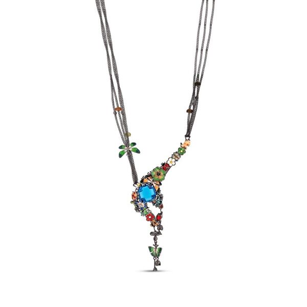 Night Cennet Bahçesi Model-3 Asitmetrik Tasarım Gümüş Kolye