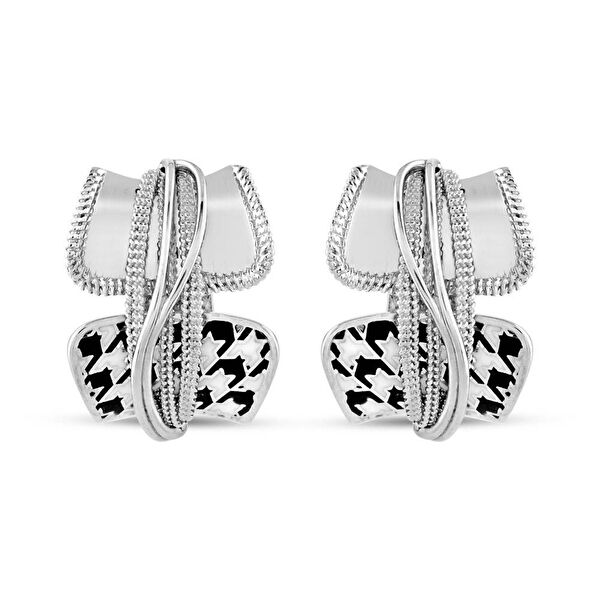 Pied De Poule Model-1 Gümüş Küpe