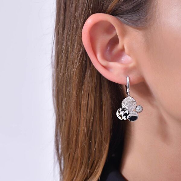 Pied De Poule Model-3 Gümüş Küpe