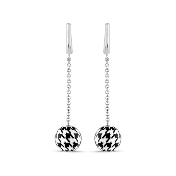 Pied De Poule Model-8 Gümüş Küpe