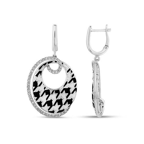 Pied De Poule Model-9 Gümüş Küpe