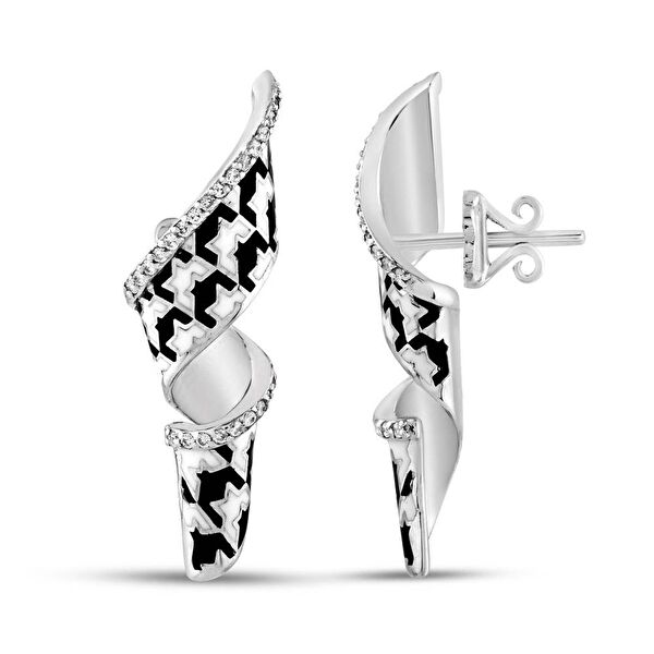 Pied De Poule Model-10 Gümüş Küpe