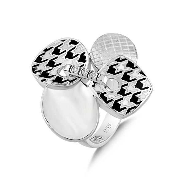 Pied De Poule PPHR0003-CZ Gümüş Yüzük