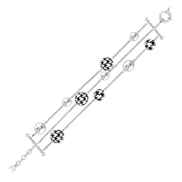 Pied De Poule Model-1 Gümüş Bileklik