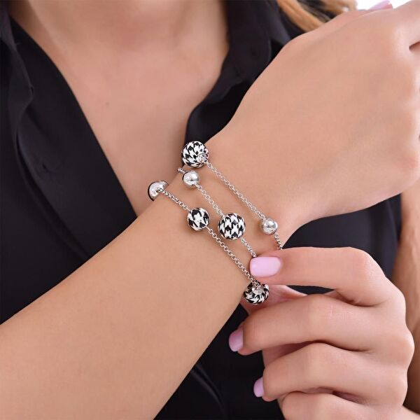 Pied De Poule Model-1 Gümüş Bileklik