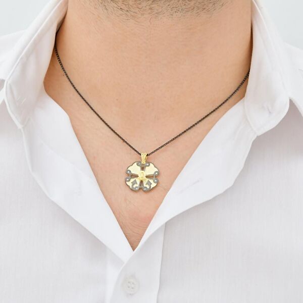 Santa Claus Çapalı Haç Şekilli Gümüş Kolye