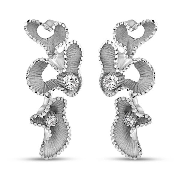 Soul Dance Model-6 Kuzey Işıkları Motifli Gümüş Küpe