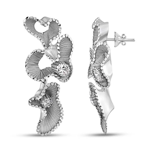 Soul Dance Model-6 Kuzey Işıkları Motifli Gümüş Küpe